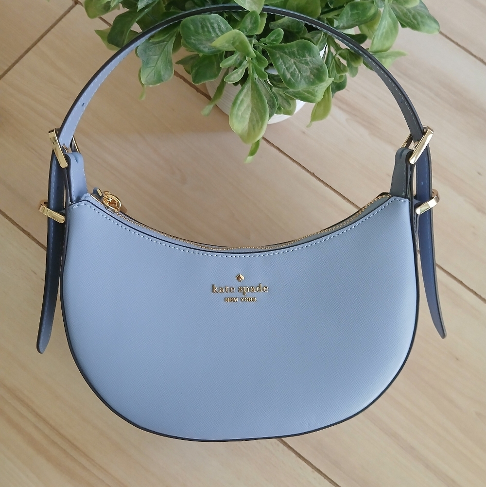 Kate Spade Madison Saffiano Leather Blue Crescent Shoulder/Crossbody Bag NWOT - Picture 8 of 12